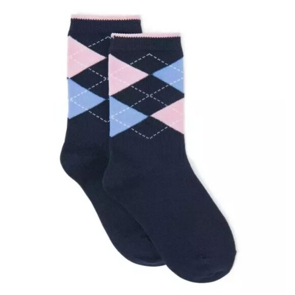 NWT Janie And Jack Argyle Socks Boys Sz 12-24 Months Navy Blue Knit Cotton Blend - Picture 1 of 6
